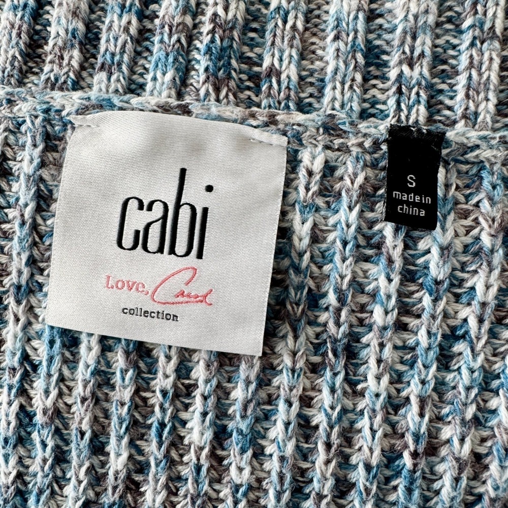 Cabi Napa Long Open Sweater Vest Duster S Blue Lagenlook Chunky Knit Layering - Picture 4 of 10